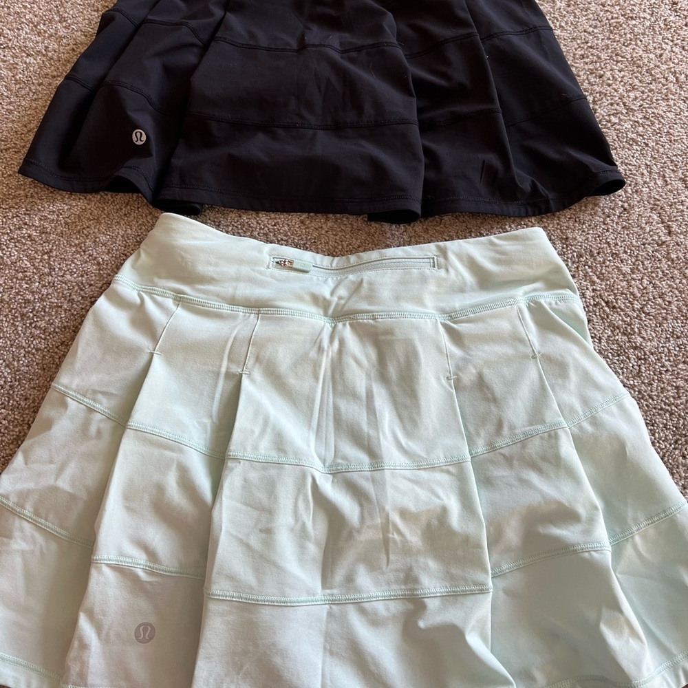 lululemon pace rival skirt in black and mint green size 4 long